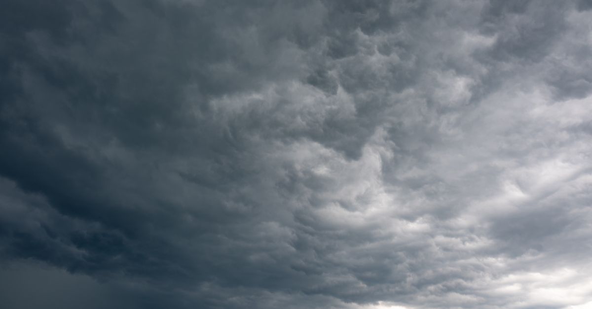 Moody dark clouds forming over Garešnica, Croatia creating a dramatic sky scene.